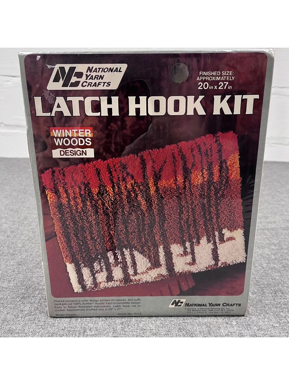 VINTAGE NATIONAL YARN CRAFT Latch Hook Kit MCM RETRO 20" x 27"  * WINTER WOODS *